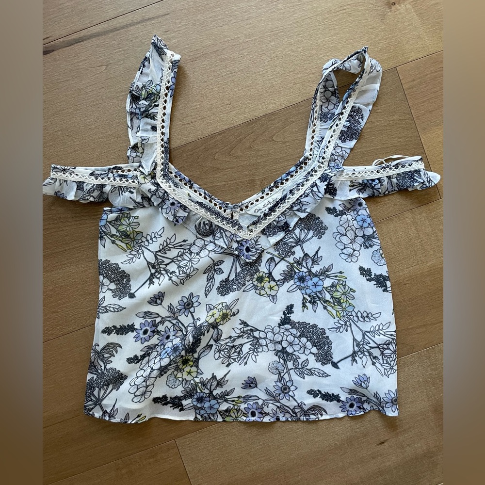 Miss Selfridge cold shoulder floral top size 2